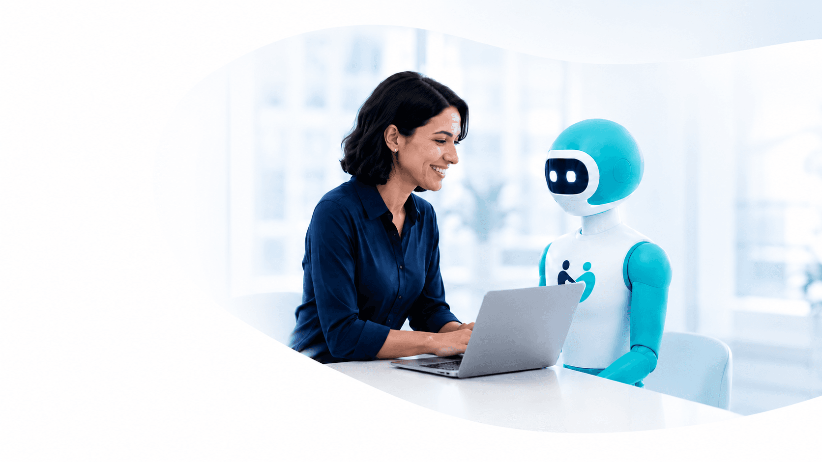 A Hybrion professional collaborating with an AI assistant